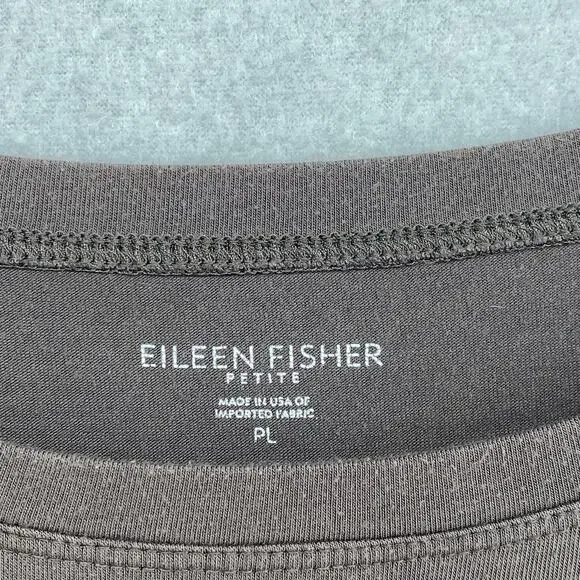 EILEEN FISHER Dress PL Organic Cotton Stretch Jersey T-Shirt Cap Sleeve Brown - Picture 5 of 10